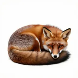 Red fox curled asleep
