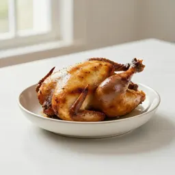 Roast chicken on a board