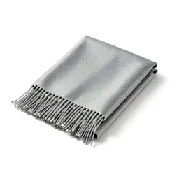 Folded wool throw with fringe
