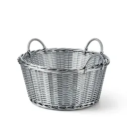 Woven storage basket with handles