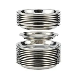 Stack of enamel camping plates