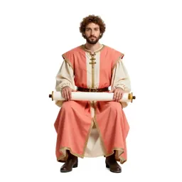 Royal cartographer with scroll tubes