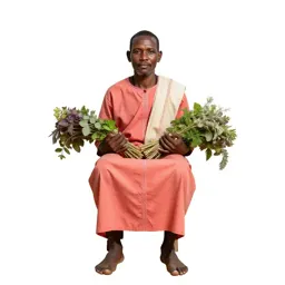 Village healer with herb bundles