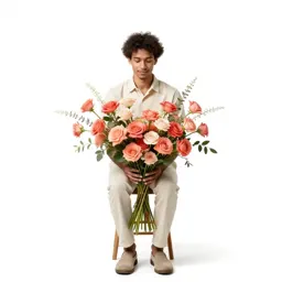 Florist arranging stems