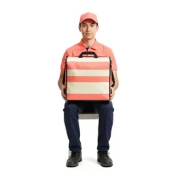 Postal courier with a satchel