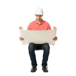 Architect carrying rolled plans
