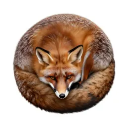 Red fox curled asleep