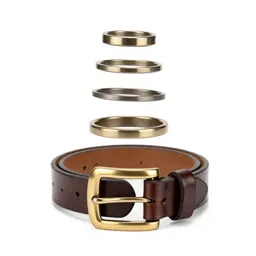 Leather belt with a brass buckle