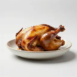 Roast chicken on a board