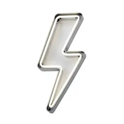 Neon sign shaped like a lightning bolt