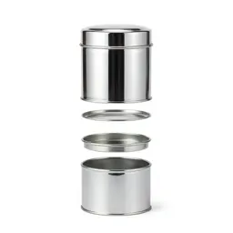 Cylindrical tea caddy tin