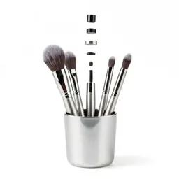 Makeup brush set in a cup