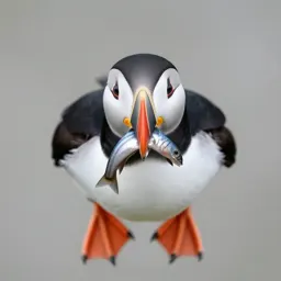 Puffin with a beakful of fish