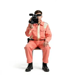 War correspondent with a hovering camera
