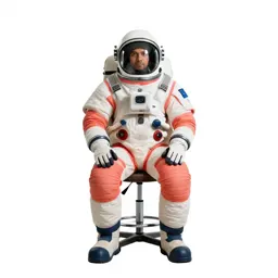 Orbital station engineer in a pressure suit