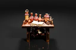 Small wooden table with a dark background