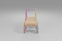 Small cart or cart with a wooden seat and four wheels