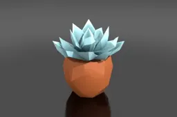 Low-poly stylized succulent plant in a terracotta pot, faceted geometric