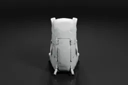 Black and white photograph of a backpack