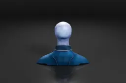 Blue-colored object with a round head and a collar