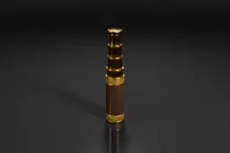 Cylindrical object with a gold-colored body and a brown base