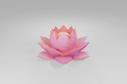 Stylized lotus flower with layered pink and magenta petals radiates outward