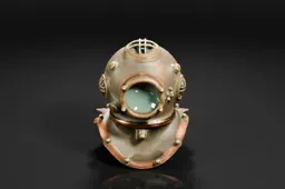 Photograph of an antique diving helmet