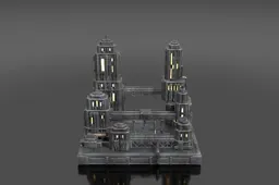 Modular sci-fi city block terrain kit tile