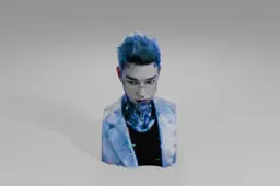 Digital portrait of a young man with blue hair