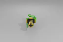 Stylized, curved dagger with a jagged, green blade dripping with green