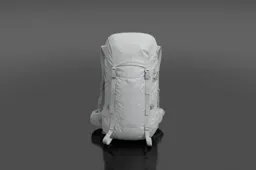 White backpack on a black background