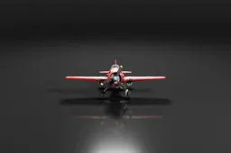 Small red airplane on a black background