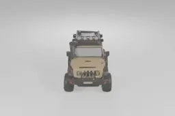 Beige-colored off-road vehicle, specifically a Jeep Wrangler JK
