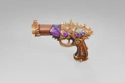 Small, ornate pistol with a gold finish