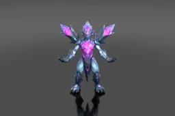 Stylized crystal golem construct with jagged amethyst shards forming its