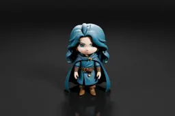 Figurine of a young girl with long blue hair