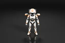 Robot standing on a black background