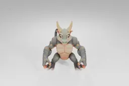 Friendly cartoon dragon with green scaly skin, large orange horns, big