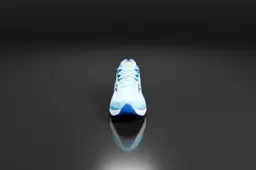 Blue and white sports shoe