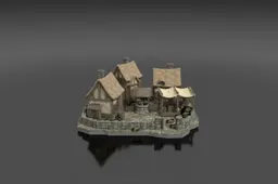 Modular fantasy village made with minimum 3d objects