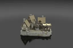 Modular fantasy village terrain kit tile