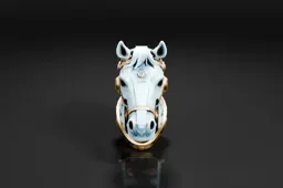 Close-up of a ring in the shape of a horse's head