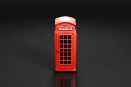 Red telephone booth, which is a type of British telephone box