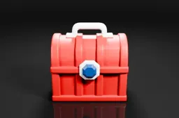 Red plastic toolbox with a white handle