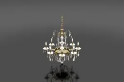 Chandelier with a gold-colored metal frame and six arms