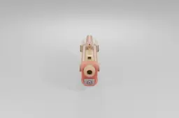 Small, pink-colored object with a cylindrical shape