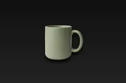 Light green ceramic mug with a handle on the right side
