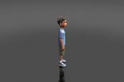 Young boy standing in a side profile