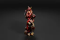 Red and gold robot-like figure