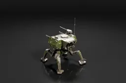 Robot-like creature with a green body and legs